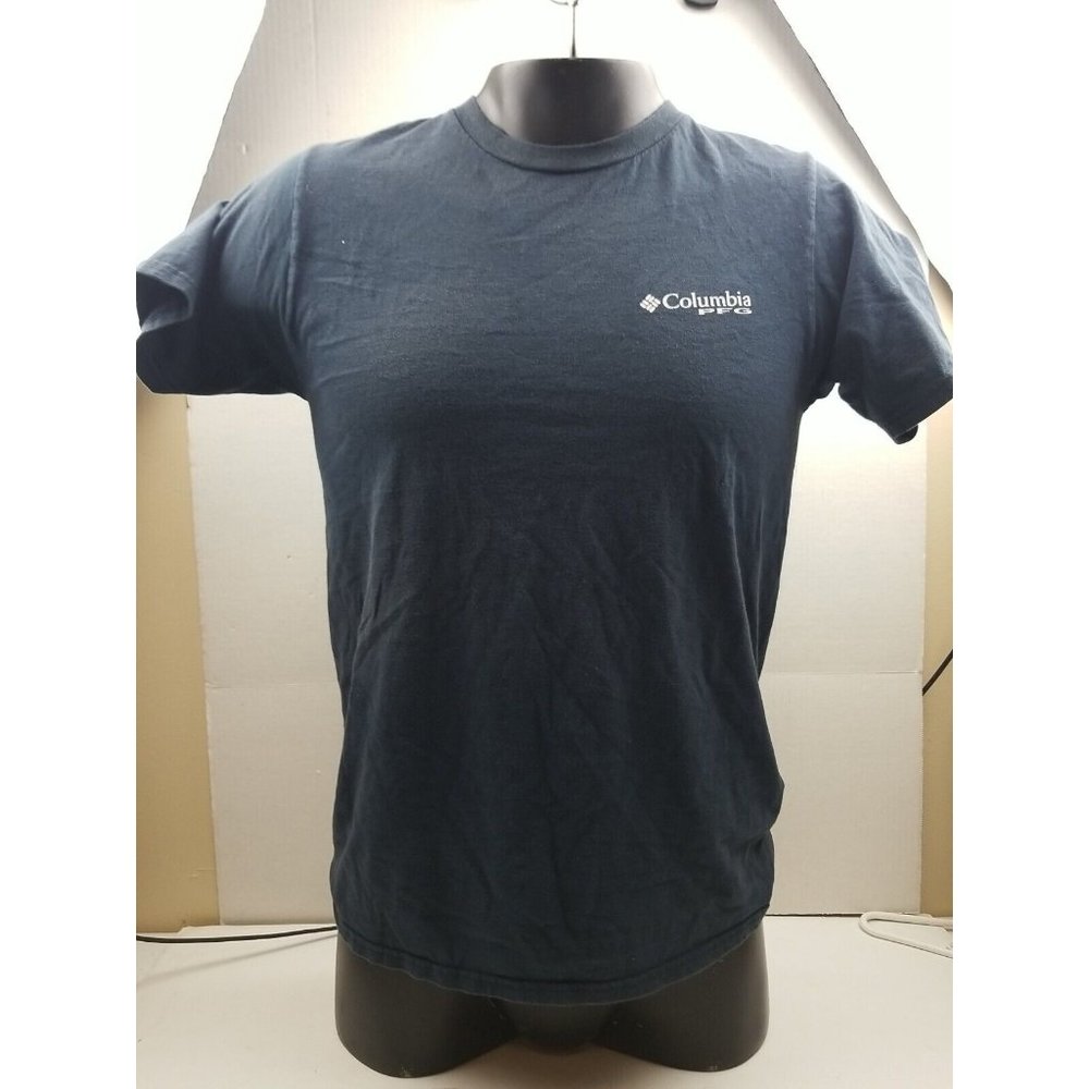 Columbia T-Shirt Adult S Small Blue Spell Out Logo Omni-Wick Lightweight Mens